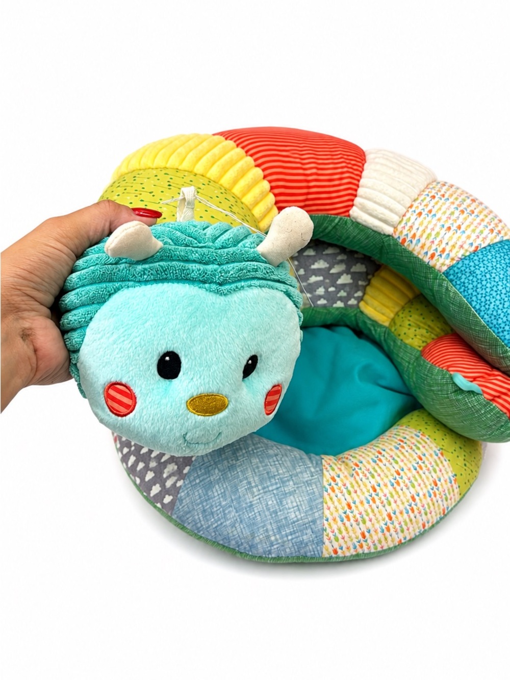 Plush Teal Caterpillar Activity Ring - Soft Sensory Toy